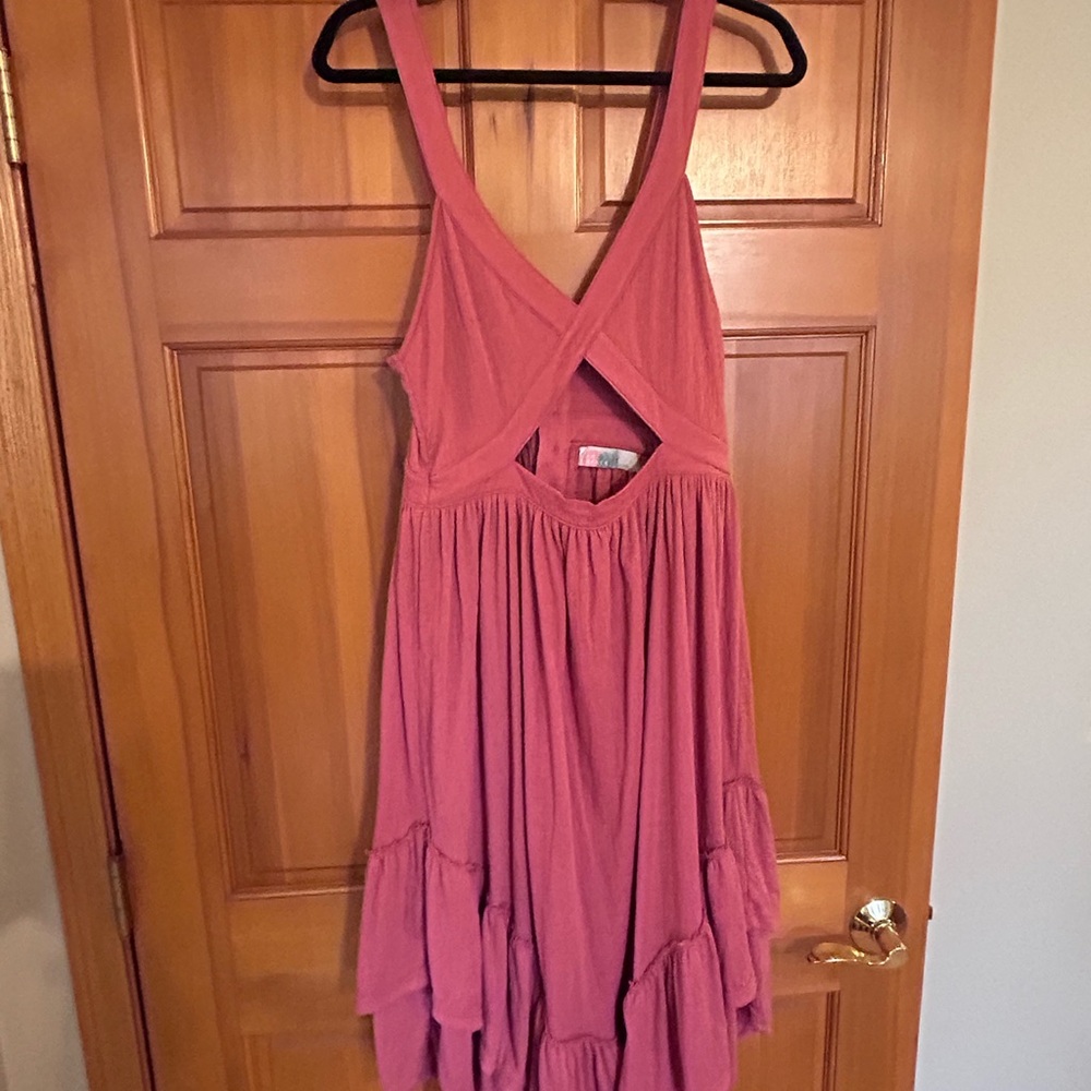 Free people pink dress peekaboo front